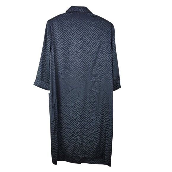 Vintage 80s Power Suit Jacket Dress Size 14 16 Evening Career Black Satin Blazer - Picture 5 of 7